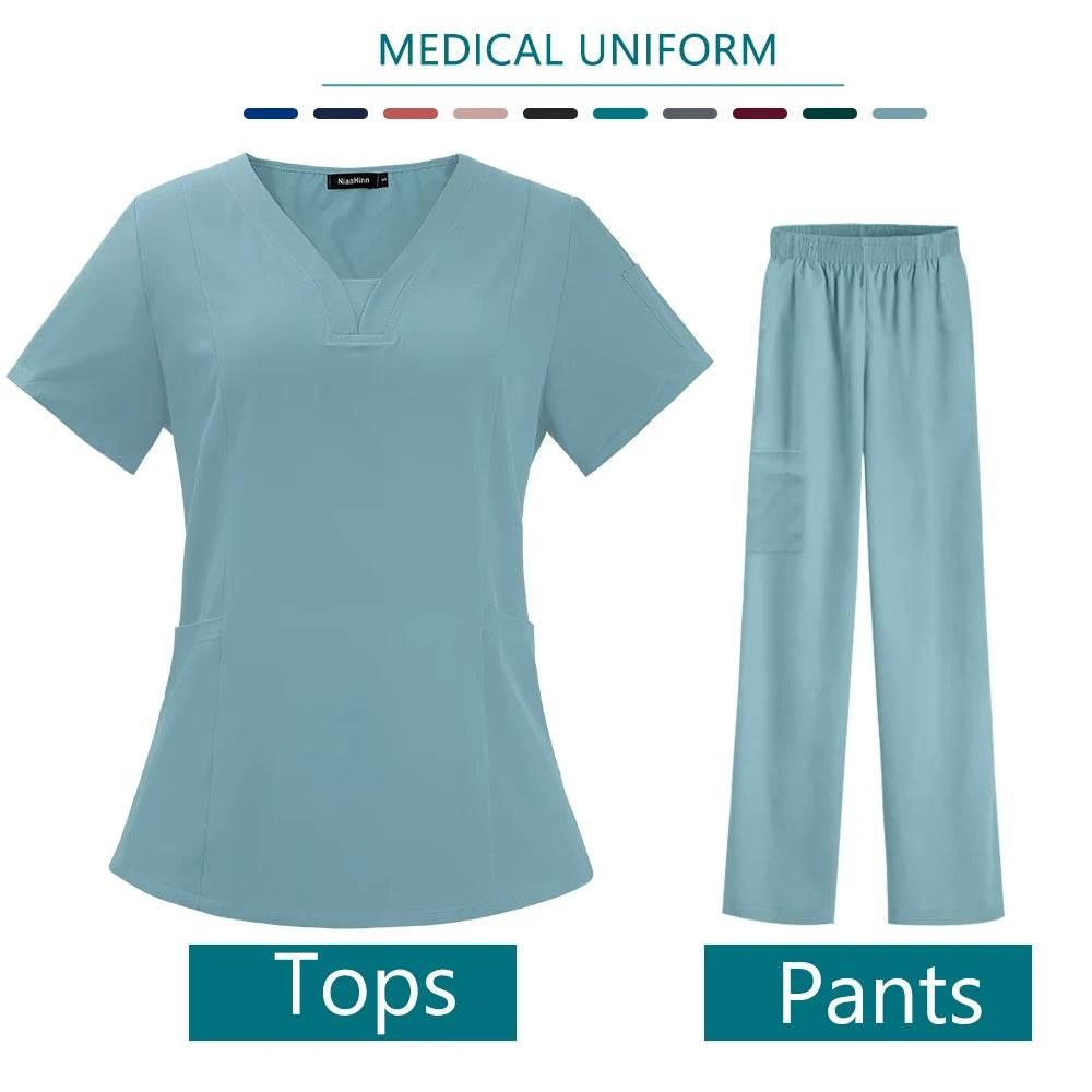 Nurse Medical Uniform High Quality Scrubs Short Sleeve Elastic Pants - Empire P.E