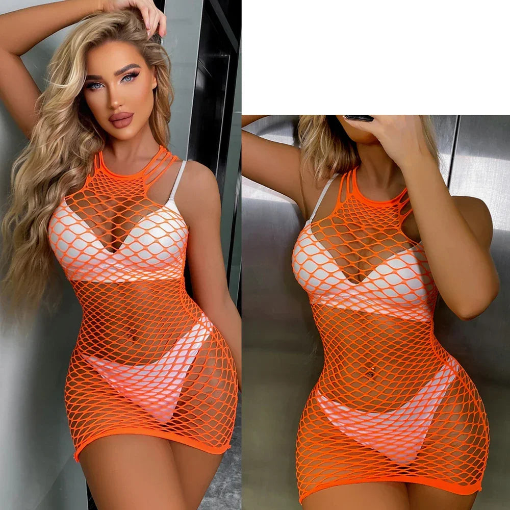 Sexy Women Fishnet Bodycon Mini Dress Mesh - Empire P.E