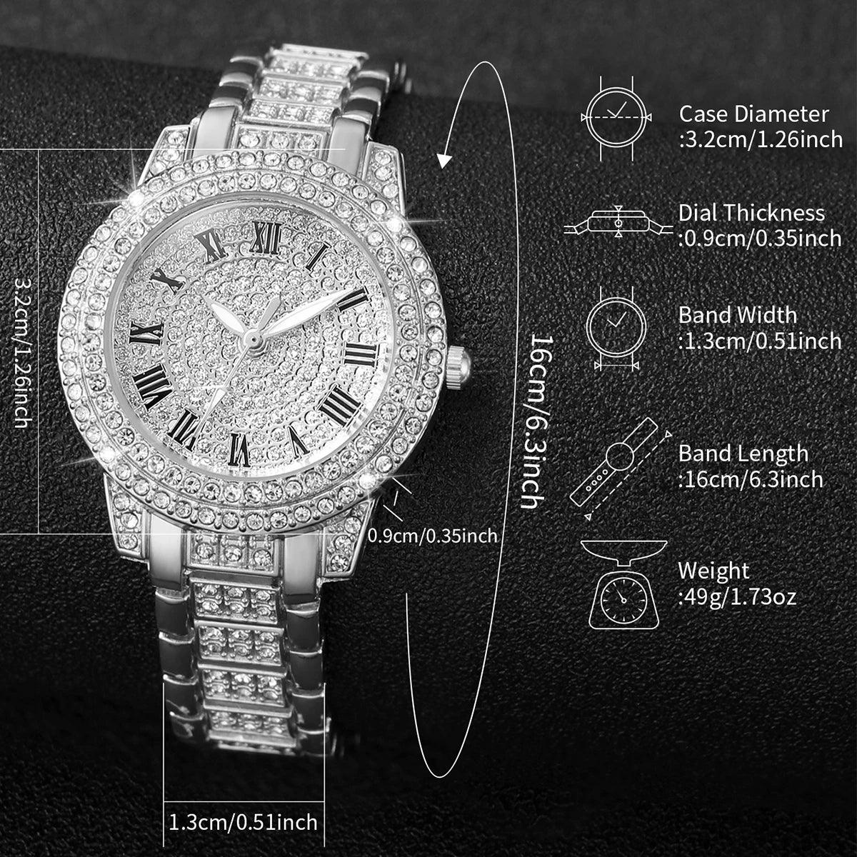 2pcs/set Women Diamond Quartz Watch and Bracelet Set - Empire P.E