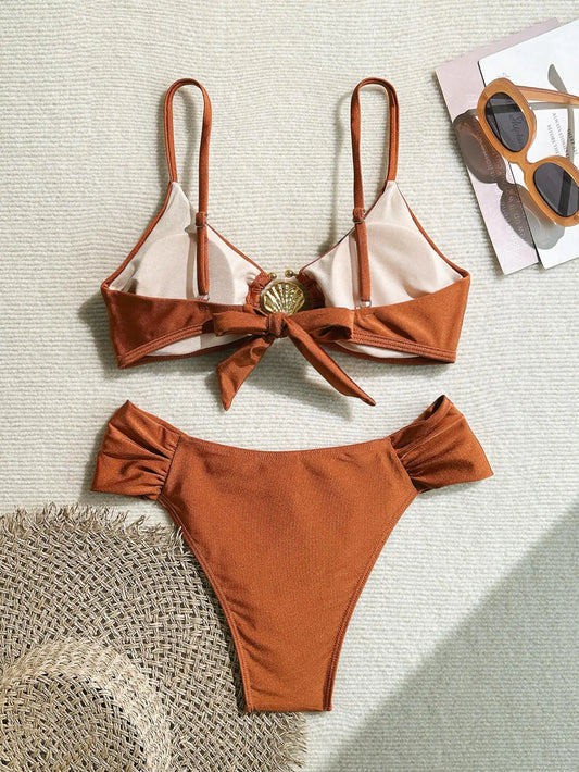 Sexy Pleate High Waist Bikini Set 2025