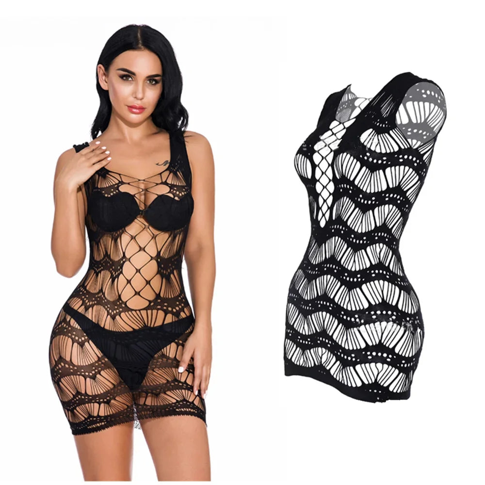 Night Dress Fishnet Hot Erotic Mini Dress Lingerie - Empire P.E