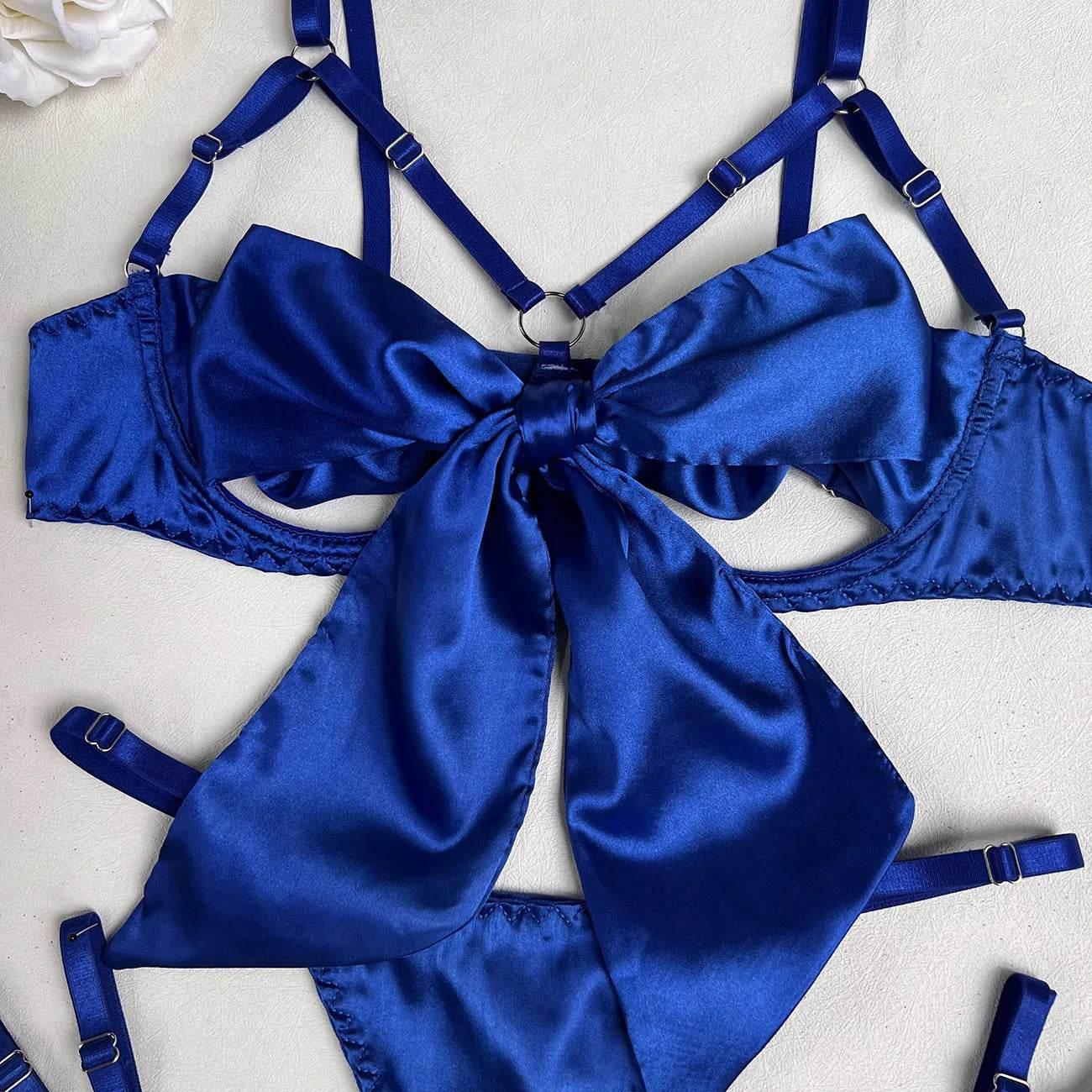 Bowknot Lingerie Open Bra Lace Up - Empire P.E