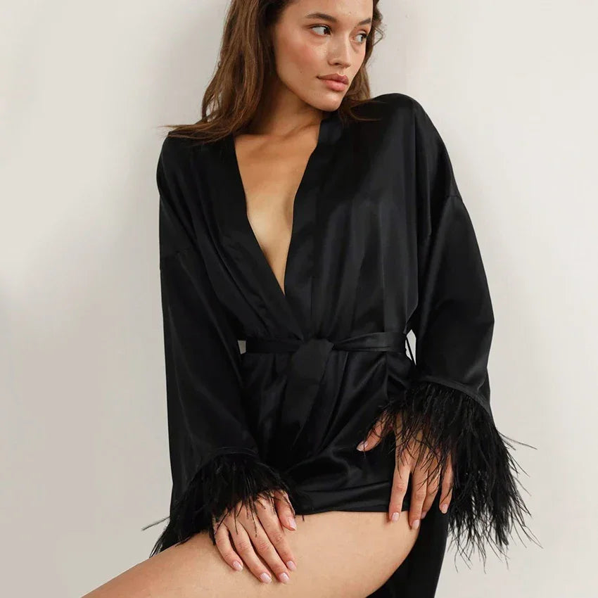 Satin Sexy Mini Dress Robe - Empire P.E