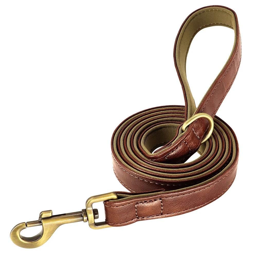 5ft Leather Dog Leash Durable Pet Walking Training Lead Leash Rope for Small Medium Large Dogs Pitbull Pug erman Shepherd - Empire P.E