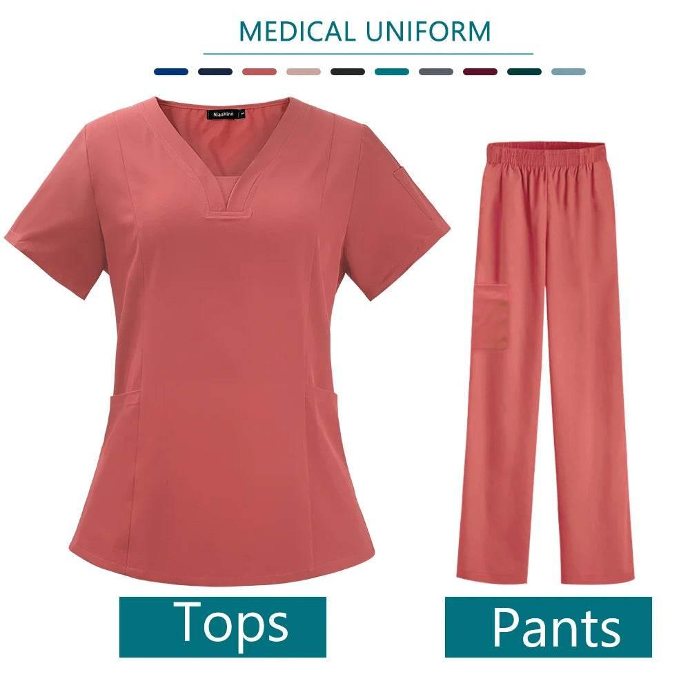 Nurse Medical Uniform High Quality Scrubs Short Sleeve Elastic Pants - Empire P.E