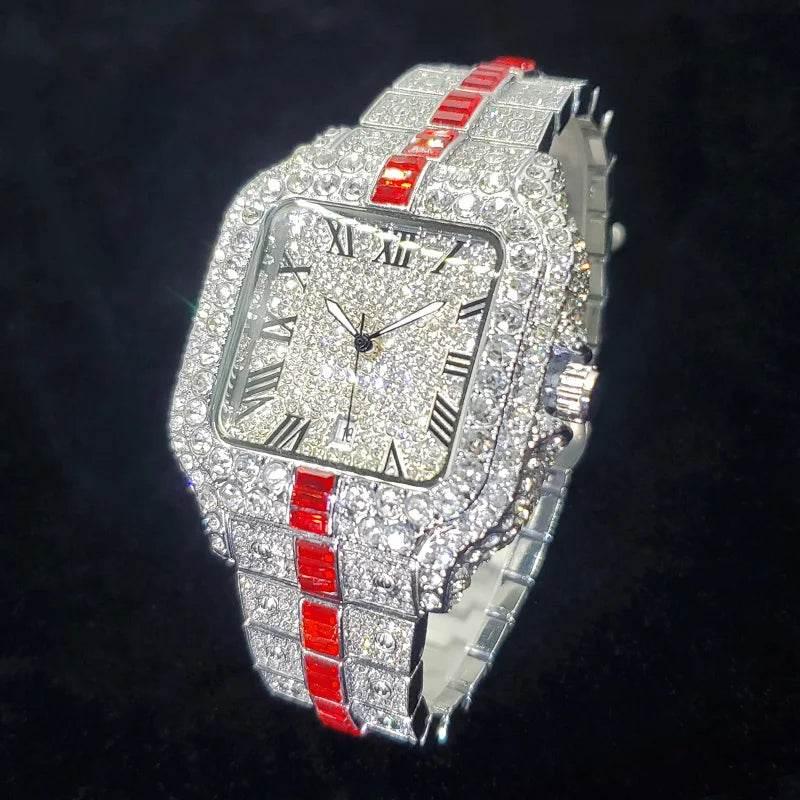Luxury Full Diamond Watch for Men Fashion Green Iced Out Bling Square Watches Hip Hop Rap Jewelry Relogio Masculino Dropshipping - Empire P.E