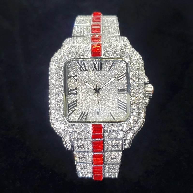 Luxury Full Diamond Watch for Men Fashion Green Iced Out Bling Square Watches Hip Hop Rap Jewelry Relogio Masculino Dropshipping - Empire P.E