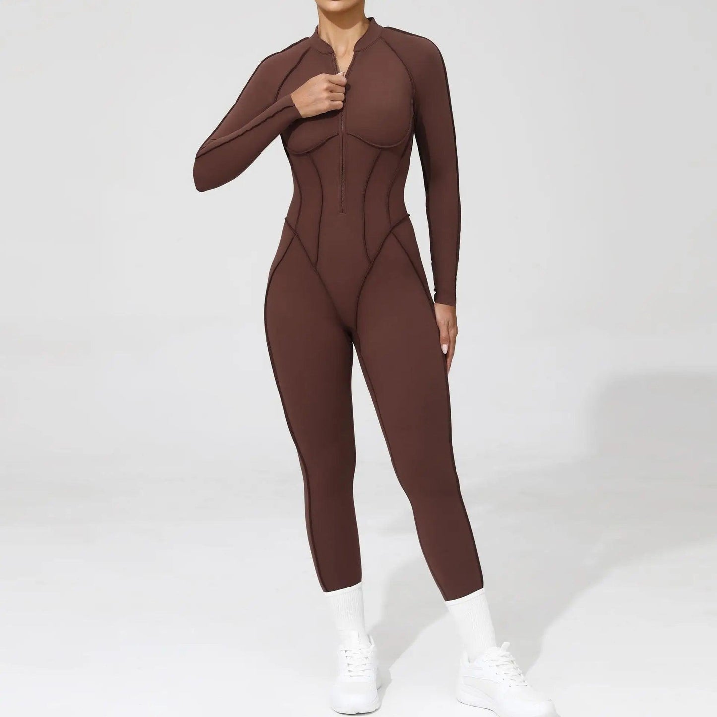 Pad Yoga Jumpsuit Short Sleeve Zipper Sports Wear Gym Fitness - Empire P.E