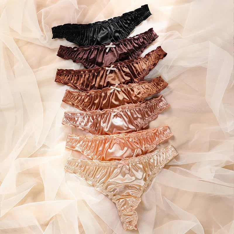 1Pcs/7Pcs Hot Sale Ladies Frill Trim Satin Ice Silk Seamless No Show Underwear - Empire P.E