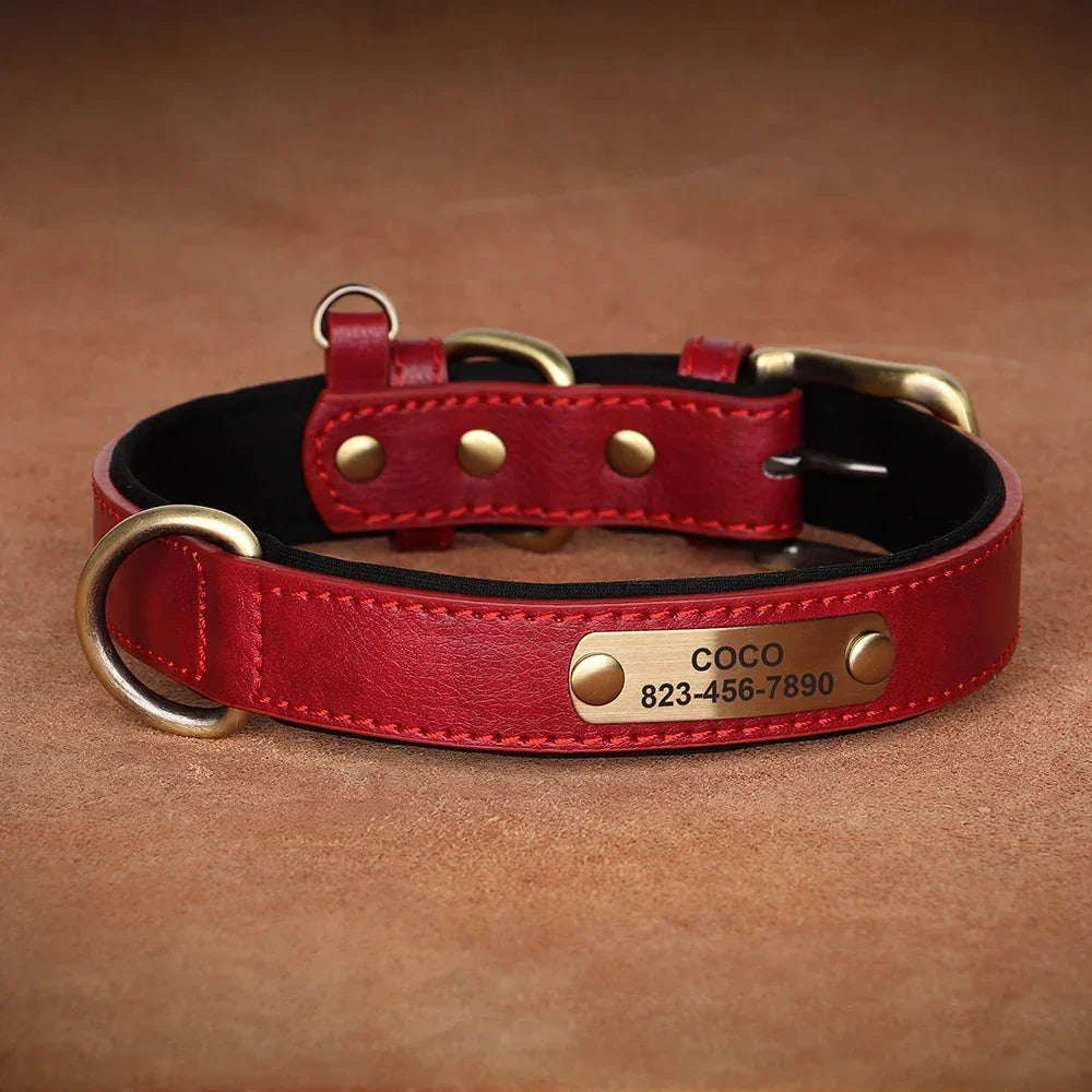 Personalized Dog Collar Custom Engraved PU Leather - Empire P.E