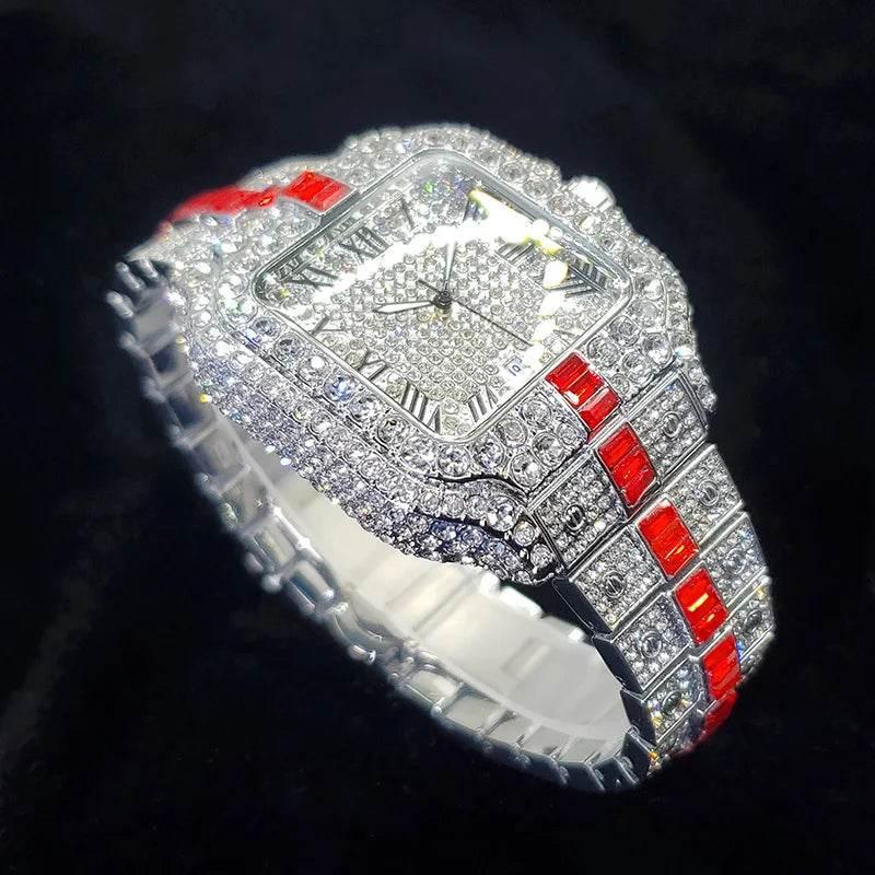 Luxury Full Diamond Watch for Men Fashion Green Iced Out Bling Square Watches Hip Hop Rap Jewelry Relogio Masculino Dropshipping - Empire P.E