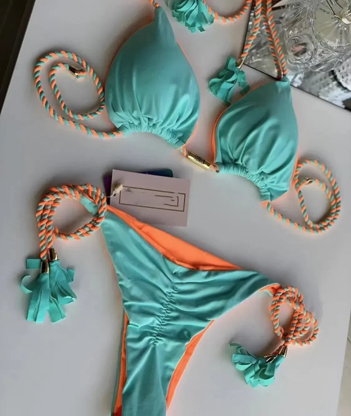 New Women Bikini Backless Rope Triangle Swimsuit Multicolor - Empire P.E