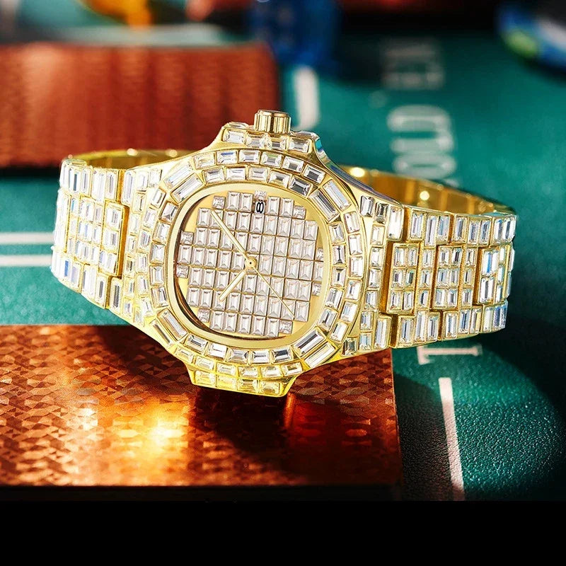 Luxury Men Square Diamond Wristwatch - Empire P.E