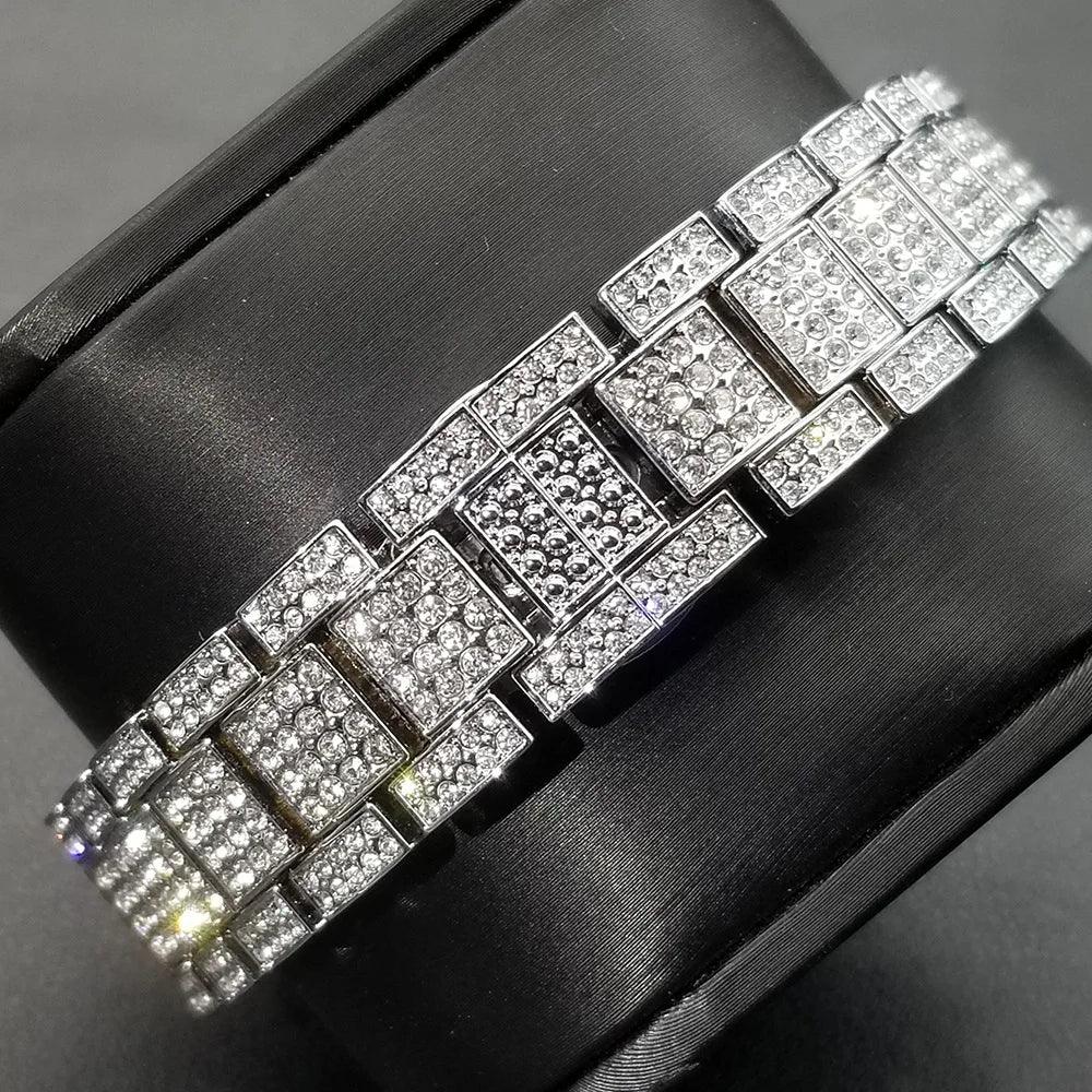 Hip Hop Calendar Watch For Men Stylsih Ice Out Green Diamond - Empire P.E