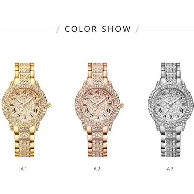 Hip Hop Quartz Watch Women Lady Iced Out Gold Watches Luxury Female Clock Fashion Quartz Watch for Women - Empire P.E