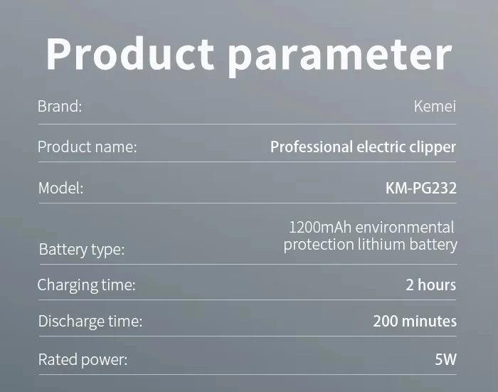 Kemei KM-PG809A KM-PG232 LCD USB Charging Hair Clipper Adjustable - Empire P.E