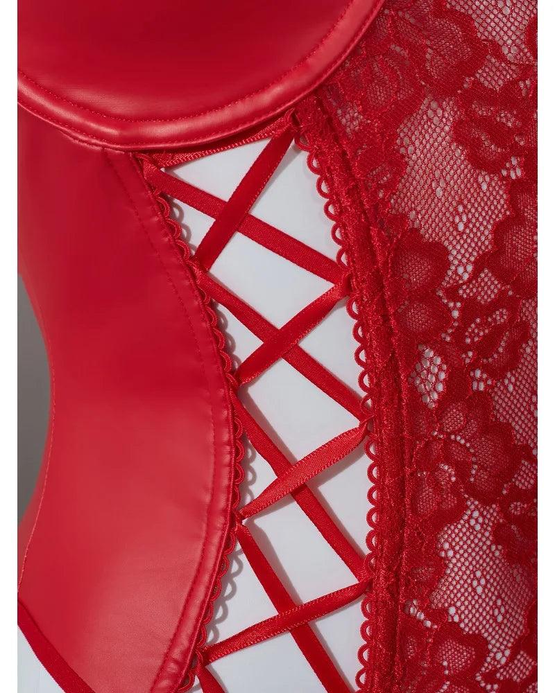 Toucheart Sexy Sexy Pajamas Fishnet PU Leather - Empire P.E