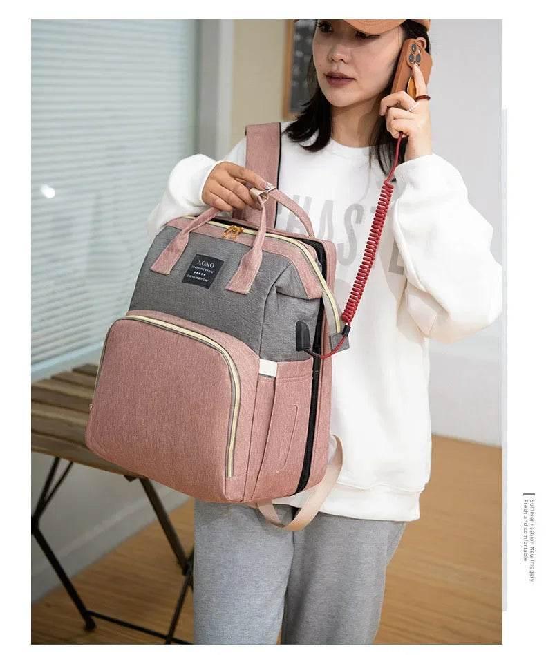 New Multifunctional Mother and Baby Bag Mom Bag Bottle Backpack Folding Sleeping Changing Bag Diaper Backpack - Empire P.E