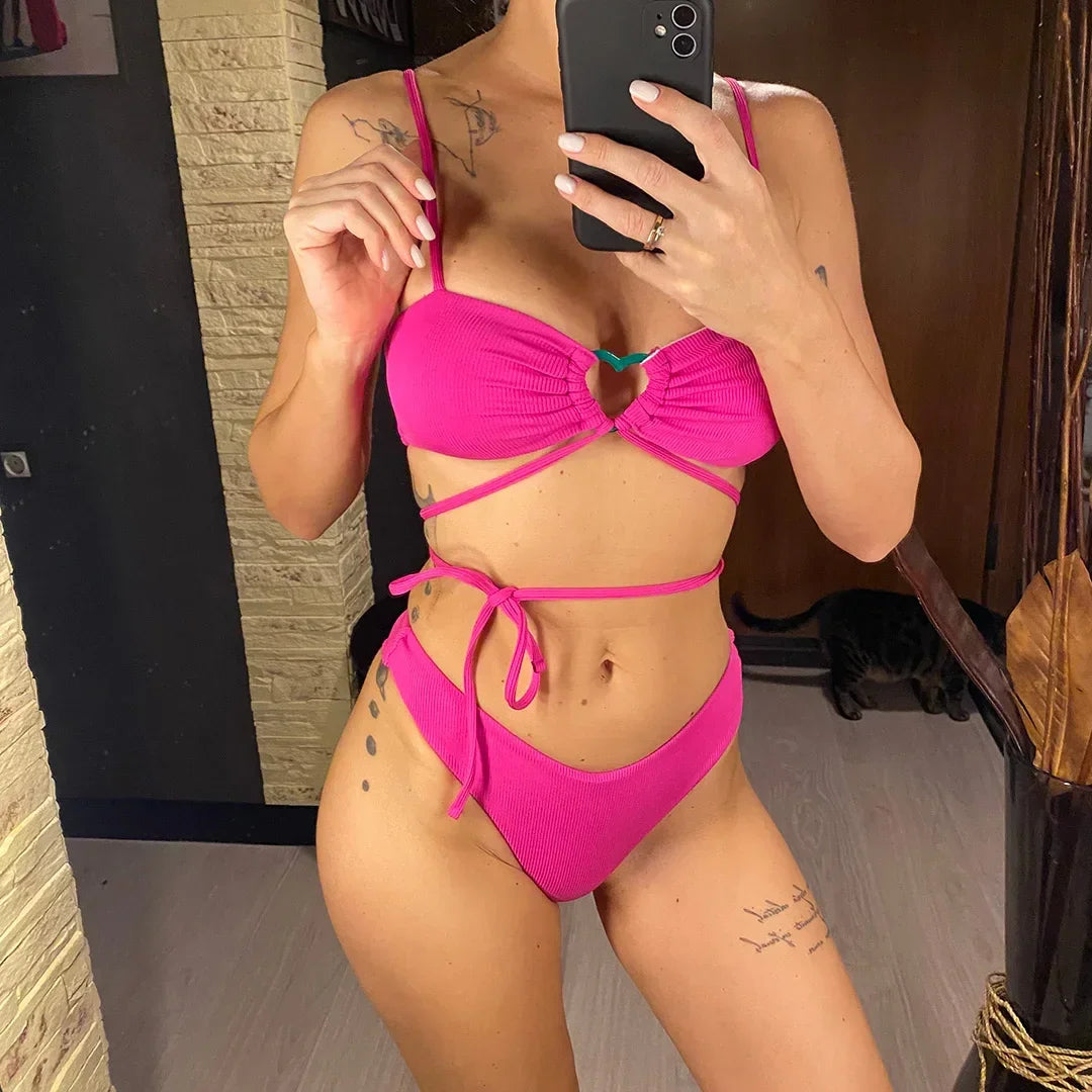 Wrap Around With Skirt Thong Bikini Women Swimwear - Empire P.E
