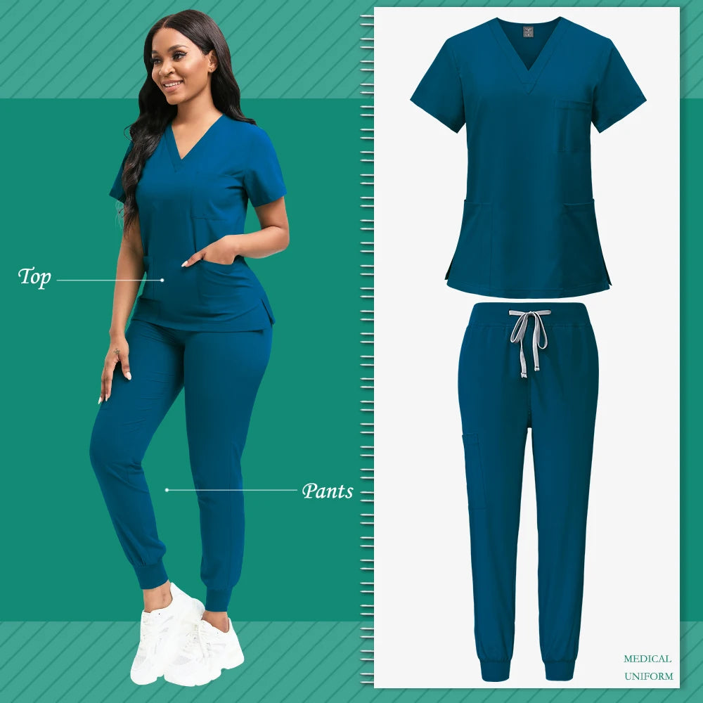 Women's Nursing Scrub Top Pants Medical Suit - Empire P.E
