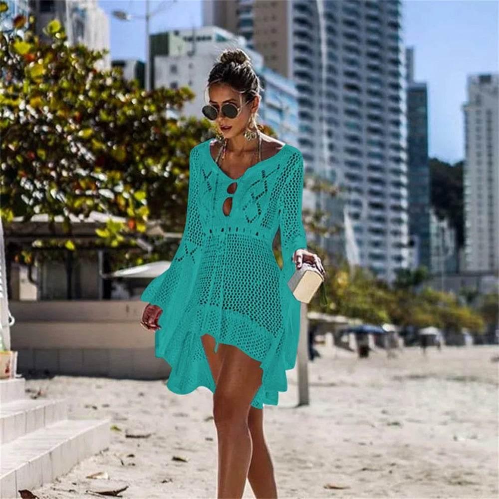 2025 New Beach Cover Up Bikini Crochet Knitted Tassel Tie Beachwear - Empire P.E