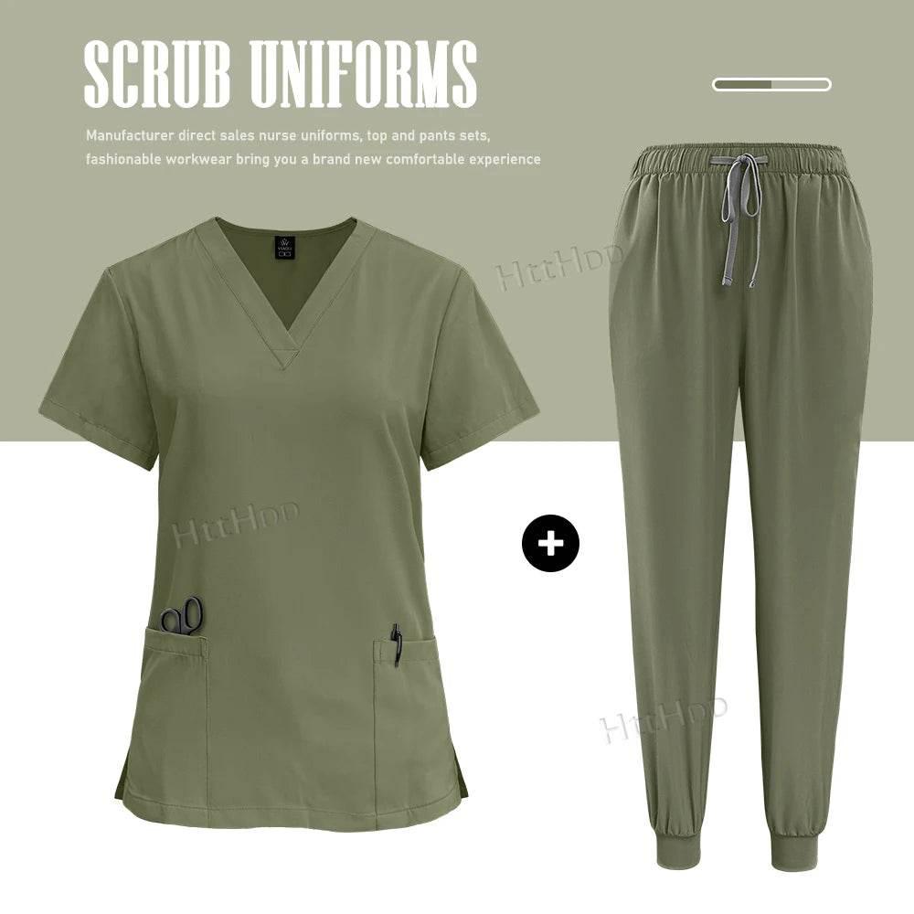 Scrubs Uniforms Sets Nurse Grey Scrubs Uniform Top for Men Hospital Medical Scrubs Unisex Clinic Nursing Surgical Uniforms Woman - Empire P.E