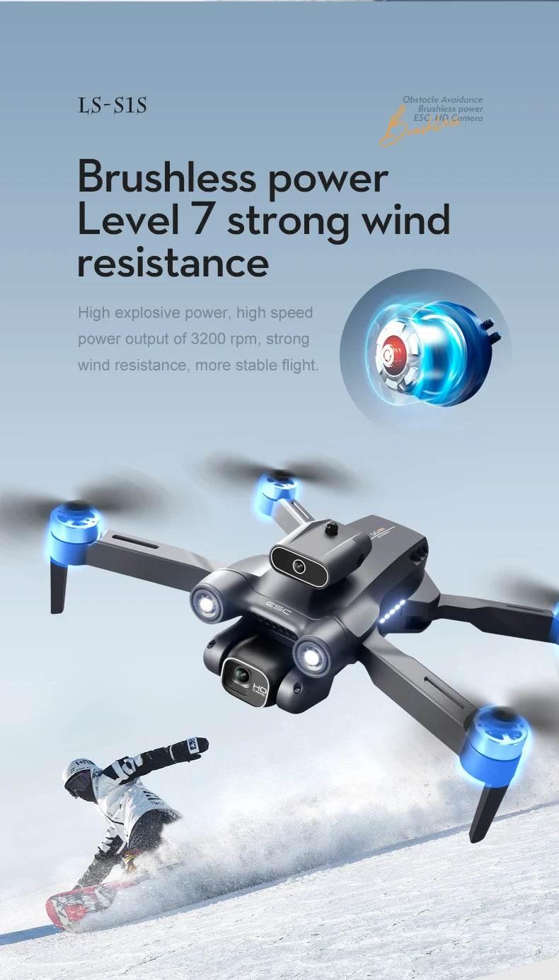 New S1S Mini Drone Caméra 8K Professional Brushless Motor Dron Obstacle Avoidance HD Dual Camera Foldable Quadcopter Toys - Empire P.E