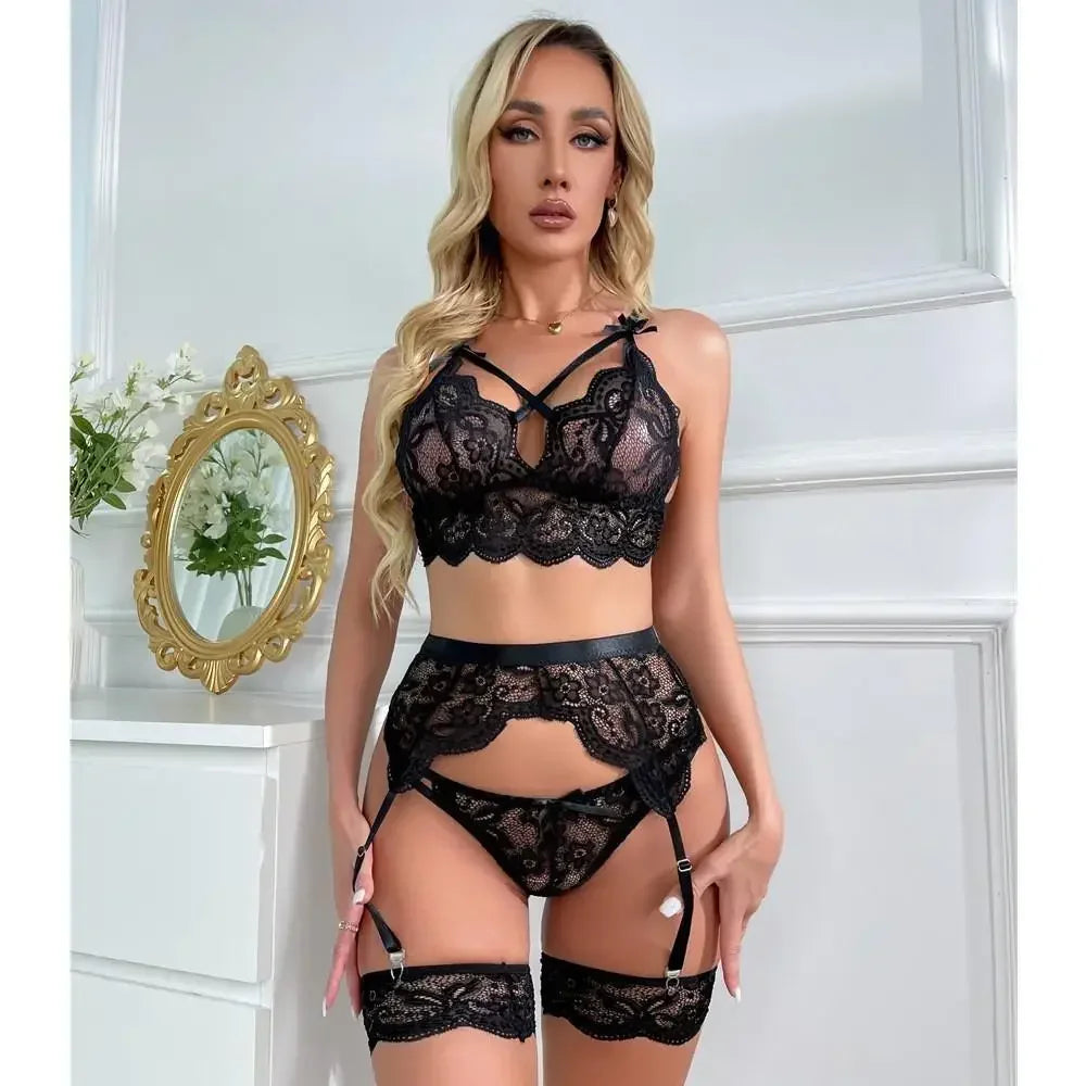 Toucheart Sexy Lace Underwear Set For Women Solid Color Mesh - Empire P.E