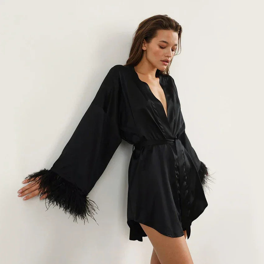 Satin Sexy Mini Dress Robe - Empire P.E