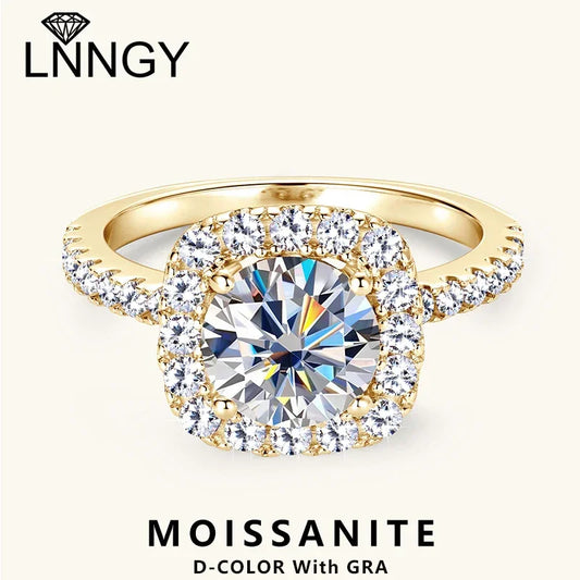 8mm 2ct Moissanite Halo Ring Certified 925 Sterling Silver - Empire P.E