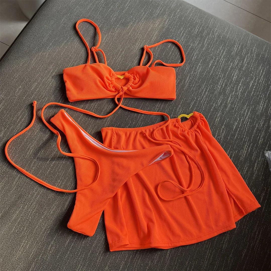 Wrap Around With Skirt Thong Bikini Women Swimwear - Empire P.E
