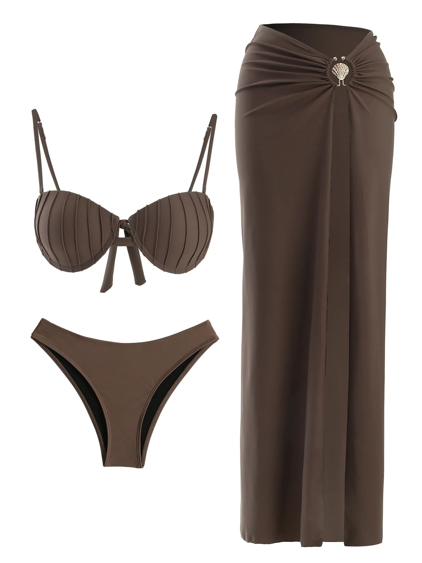 New Stylish Bikini 3 Piece Shell Swimsuit - Empire P.E