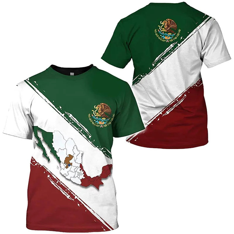3D Mexico Emblem Flag Spiritual Totem Men's T Shirt Kid Fashion Sports Clothes Women Round Neck Tops Clothing Tees Clothing Top - Empire P.E
