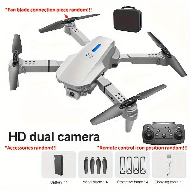 E88 Drone with Dual 4K HD Cameras, Wi-Fi, USB Charging, 1181.1inch Max Altitude, 3m/s Speed, One-Click Return, No GPS,4k drone - Empire P.E