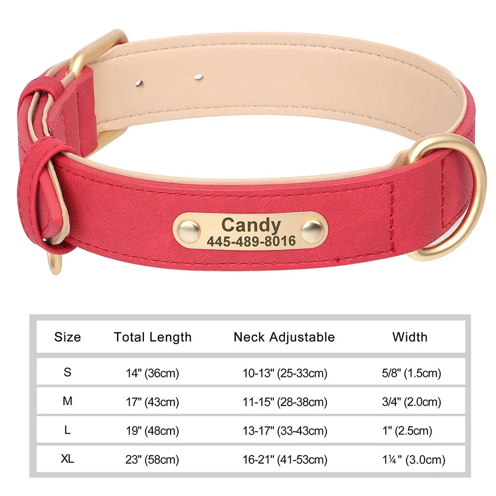 Personalized Dog Collar Custom Engraved PU Leather - Empire P.E