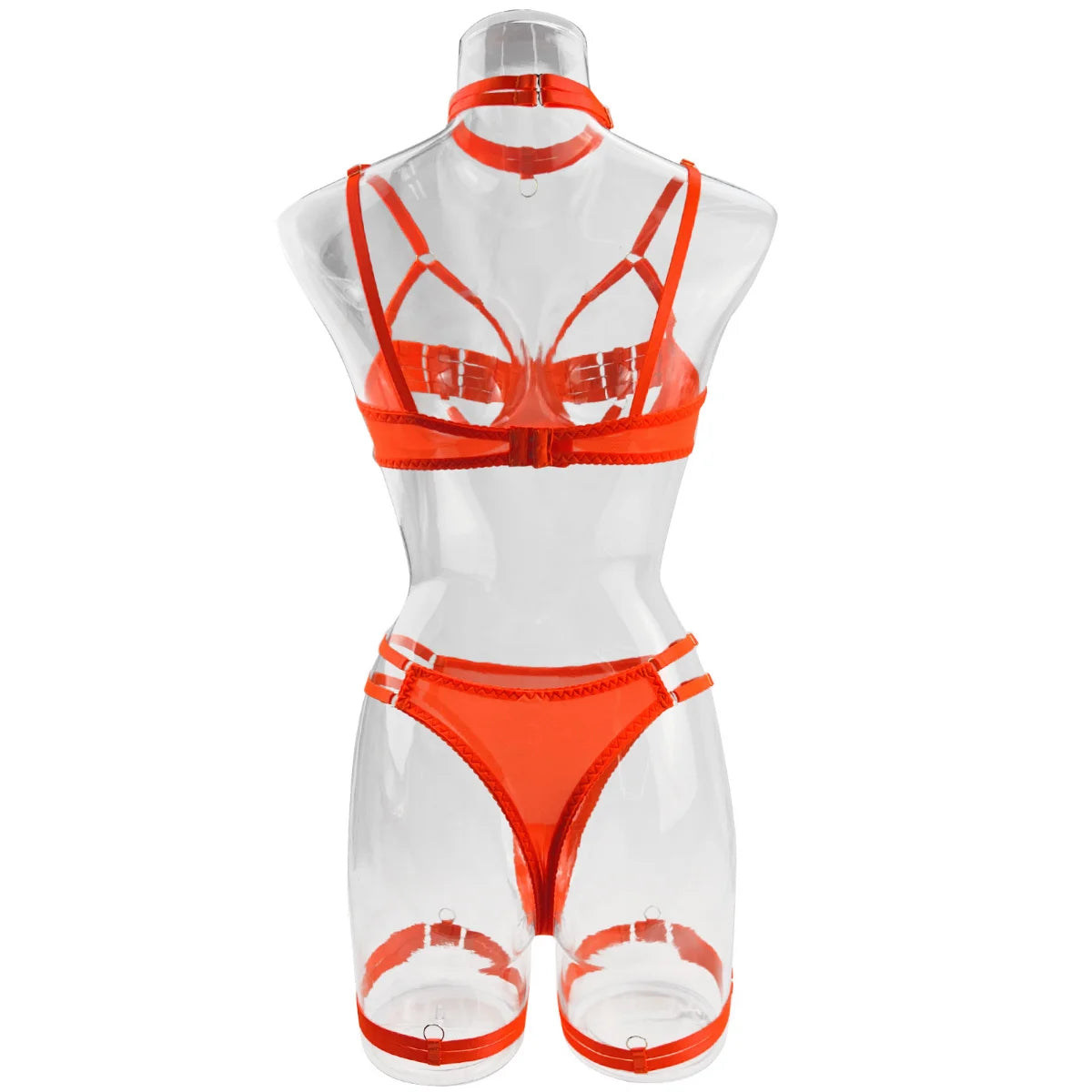 Yimunancy 4-Piece Bandage Erotic Set Women Choker Cut Out Solid Vintage Purple Sexy Lingerie Set Breif Kit - Empire P.E
