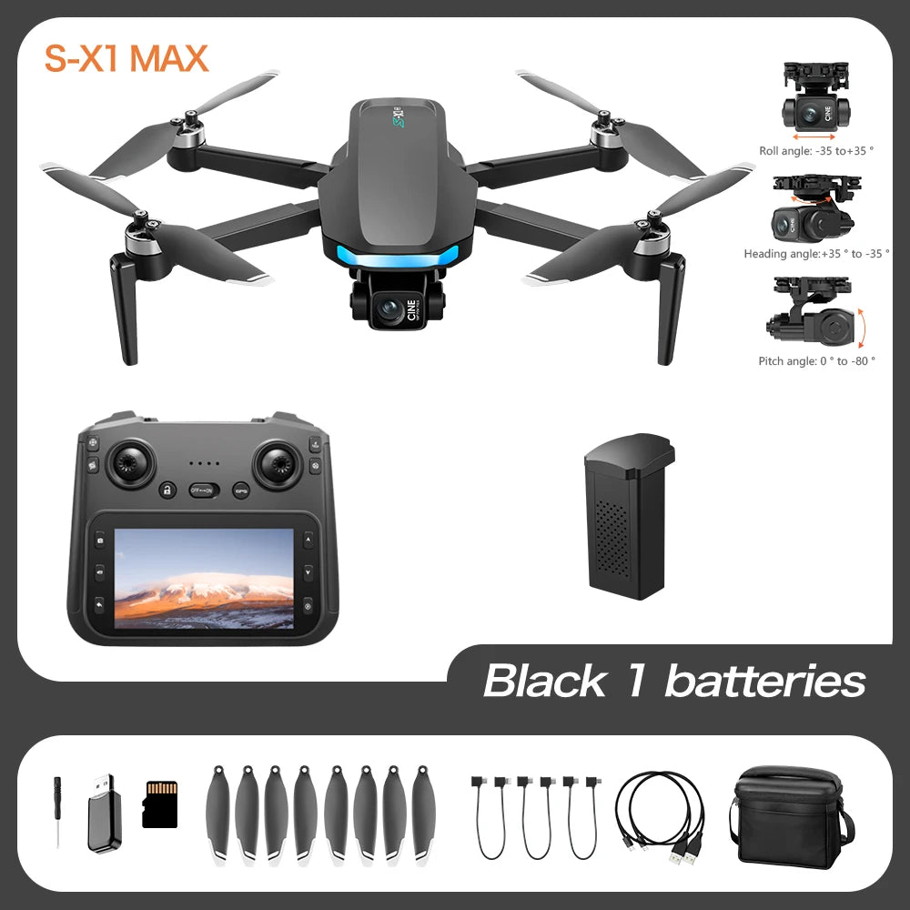 Mini Drone with Screen 3-Axis Anti-shake Gimbal 4K Aerial HD Cameras - Empire P.E