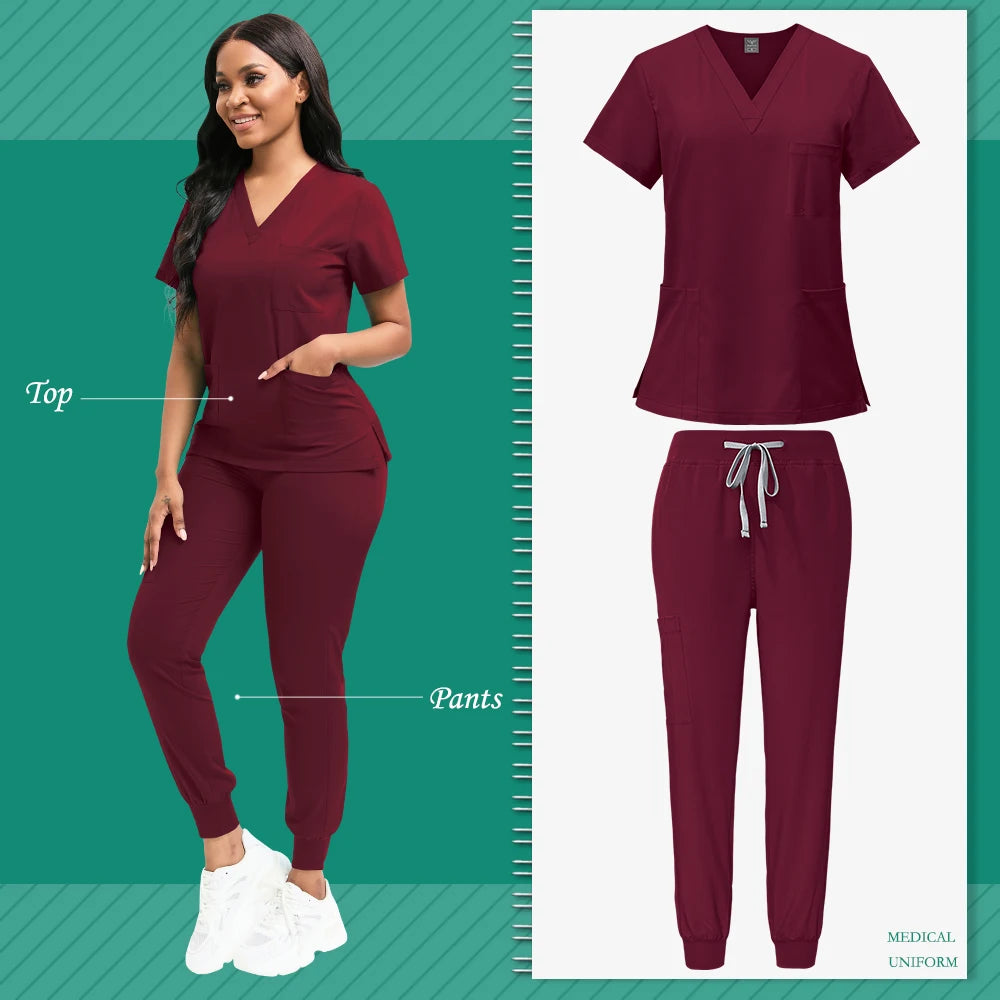 Women's Nursing Scrub Top Pants Medical Suit - Empire P.E