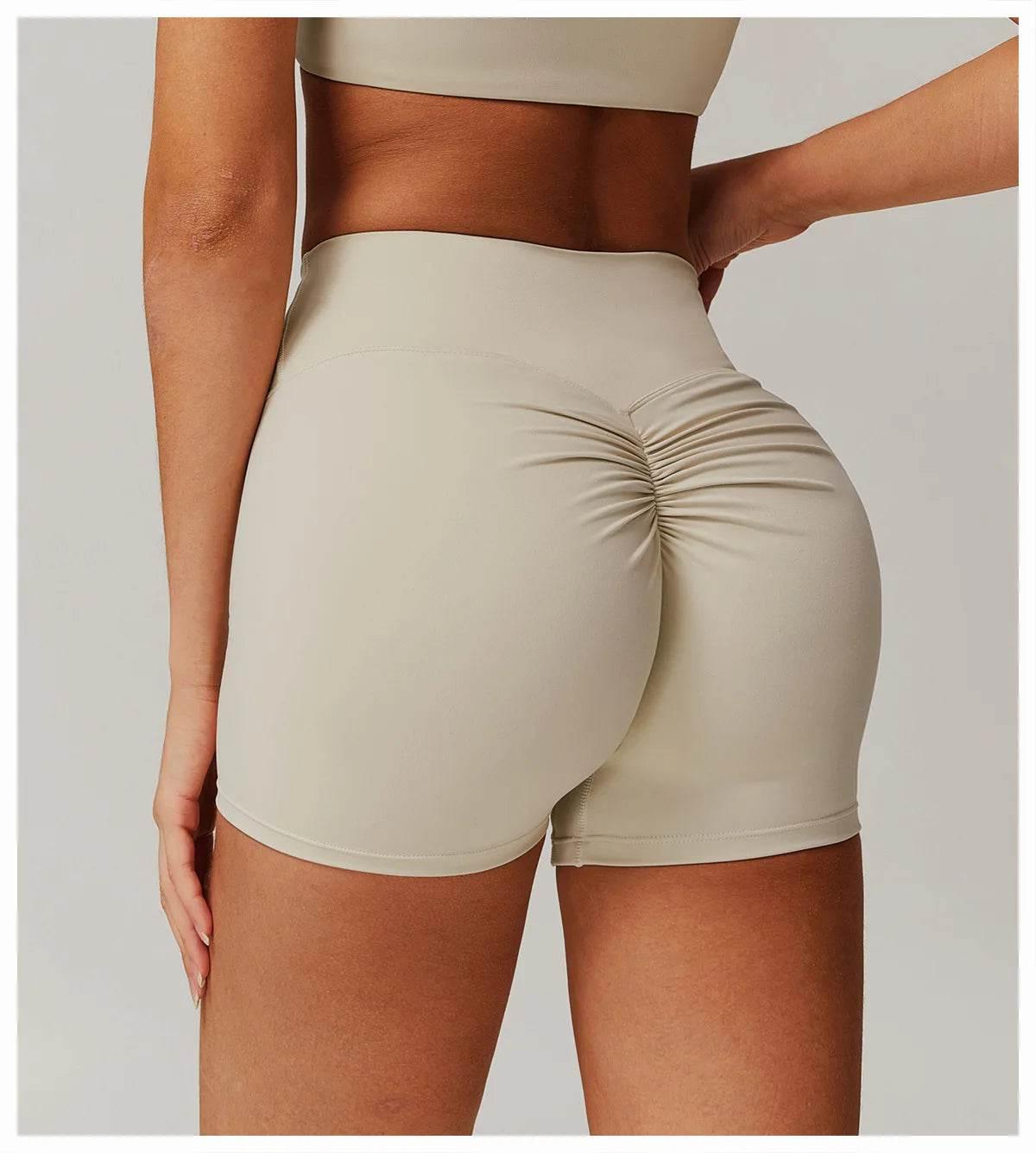 New Women Yoga Shorts High Waist Beautiful Buttocks Gym Sexy Feel V-shaped Shorts Sports Fitness Tights Push up Run Leggings - Empire P.E