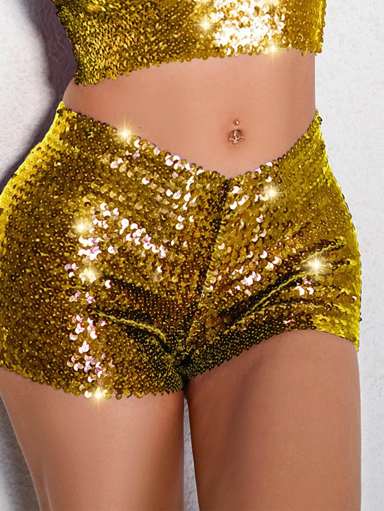 r y2k fashion sequin shorts women summer glitter - Empire P.E