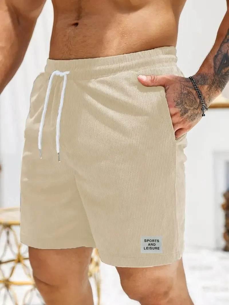 Men's new solid colour lace-up sweatpants shorts - Empire P.E