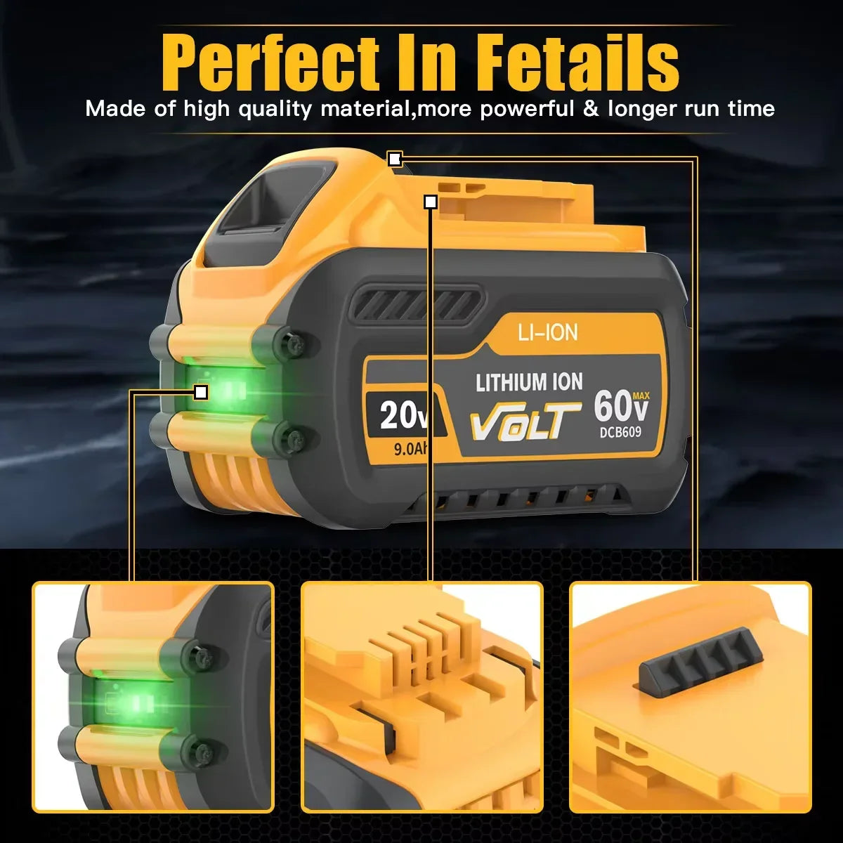 60V 9000mAh For Dewalt DCB609 Battery Replacement Li-ion Battery DCB200 DCB205 DCB606 DCB206 DCB209 DCB182 Power Tool Battery - Empire P.E