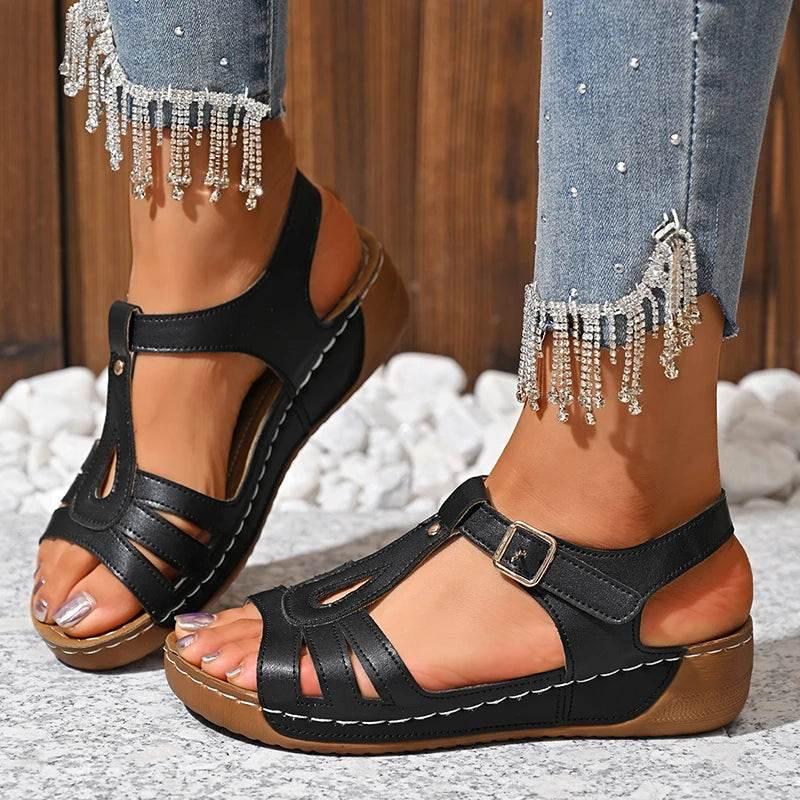 2025 Summer Women Wedge Sandals Lightweight Ankle Buckle Platform Gladiator Sandals Woman Peep Toe Non Slip Beach Sandles 36-43 - Empire P.E