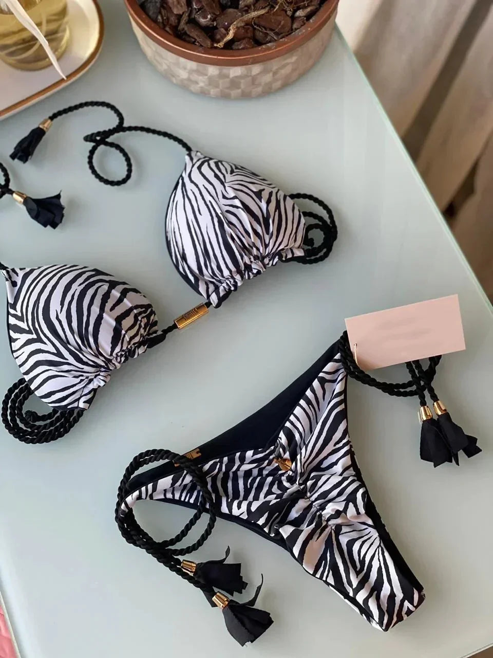 New Women Bikini Backless Rope Triangle Swimsuit Multicolor - Empire P.E