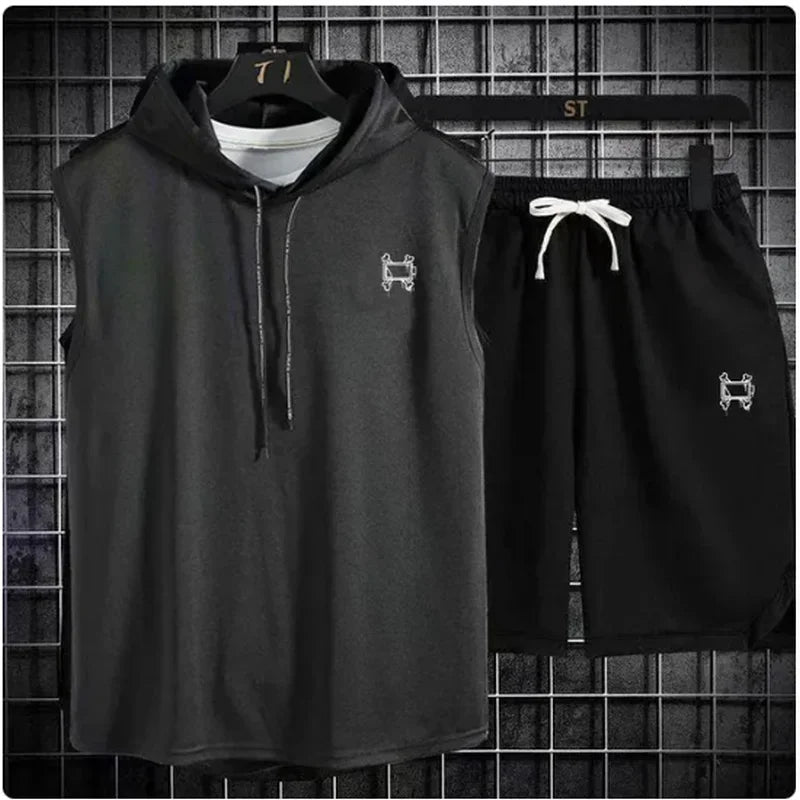 Men's track suit summer sportswear two-piece t-shirt shorts