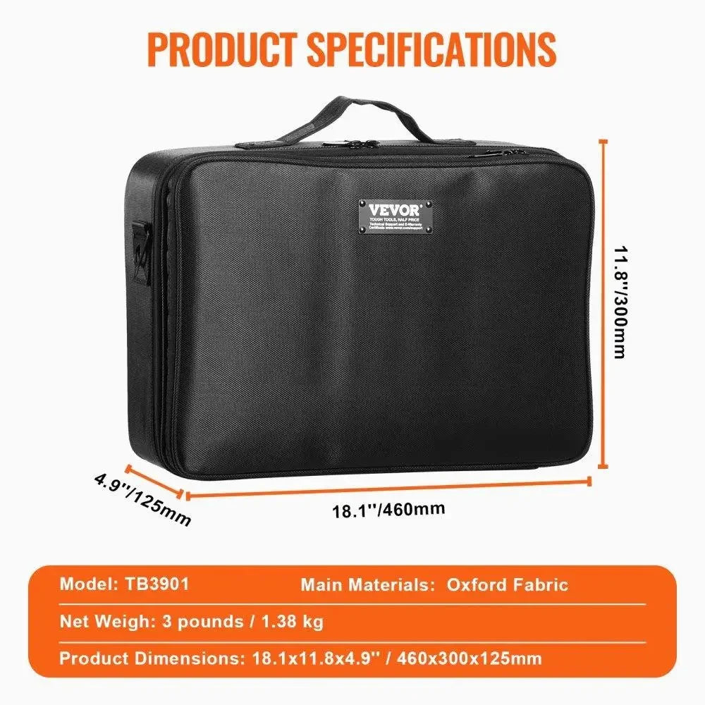 Makeup Storage Case Large 3 Tier Waterproof Oxford Fabric