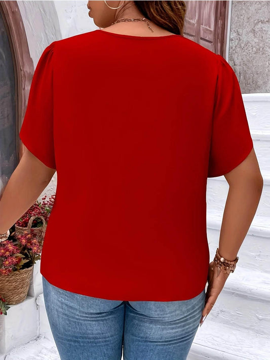 Plus Size Summer Women Elegant Zipper Chiffon Blouses Shirt Casual Office Lady Sollid Tops V Neck Female Clothing - Empire P.E