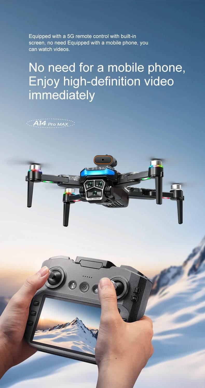 Drone with Camera Professional 4K HD Aerial Photography Dron GPS Return 4.5inch LCD Screen RC Quadcopter Three Camera Drone Toys - Empire P.E