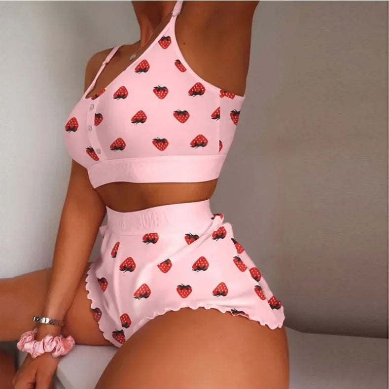 2 Pieces Set Women's Pajama Shorts