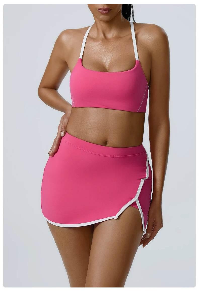 Yoga Women Workout Bra and Shorts Two Piece Patchwork Open Back Elastic Fitness Yoga Outfit Sport Set Women - Empire P.E